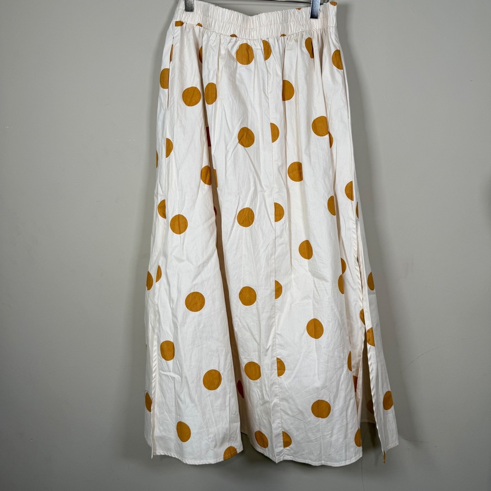 Petal & Pup Phillipa Beige Marigold Polka Dot A-Line Full Skirt Large - Picture 9 of 9